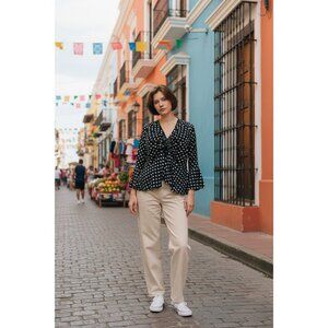 **FOR SALE: Black & White Polka Dot Top – Pyramid Collection, Size 3X!**